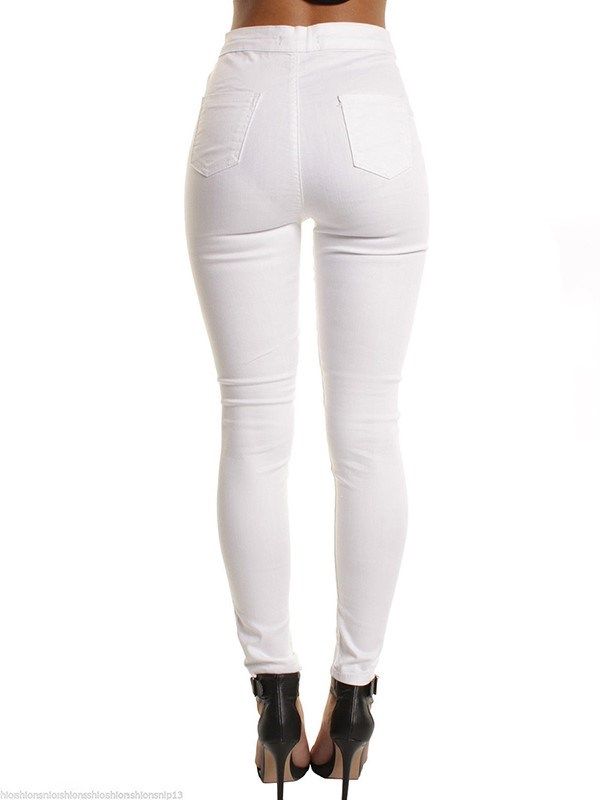 Plain Slim Mid-waist Women's Pants