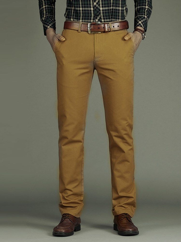 Plain Straight Loose Casual Chinos Bukser Til Mænd