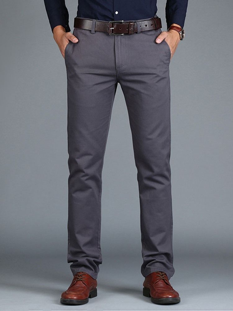 Plain Straight Loose Casual Chinos Bukser Til Mænd