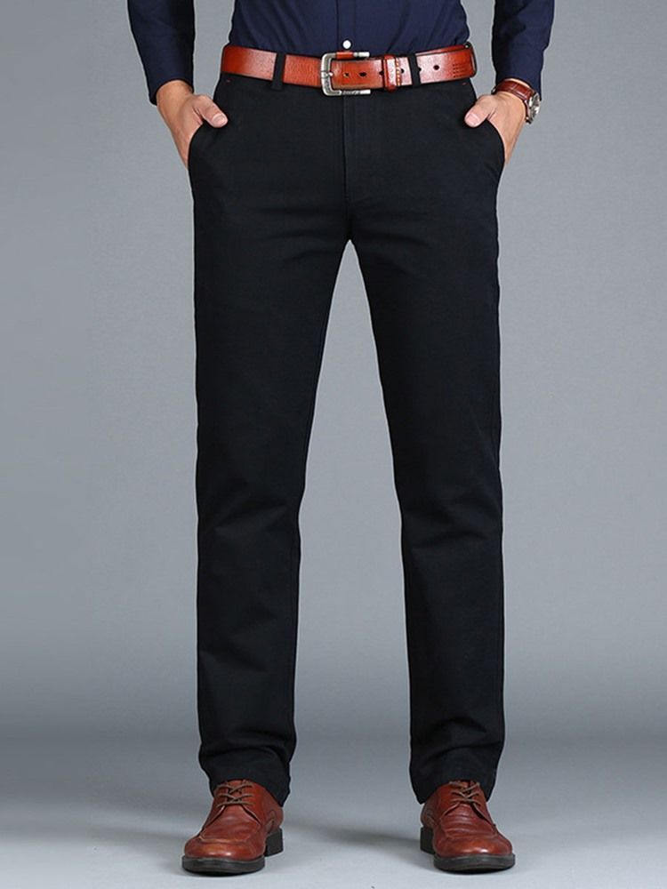 Plain Straight Loose Casual Chinos Bukser Til Mænd