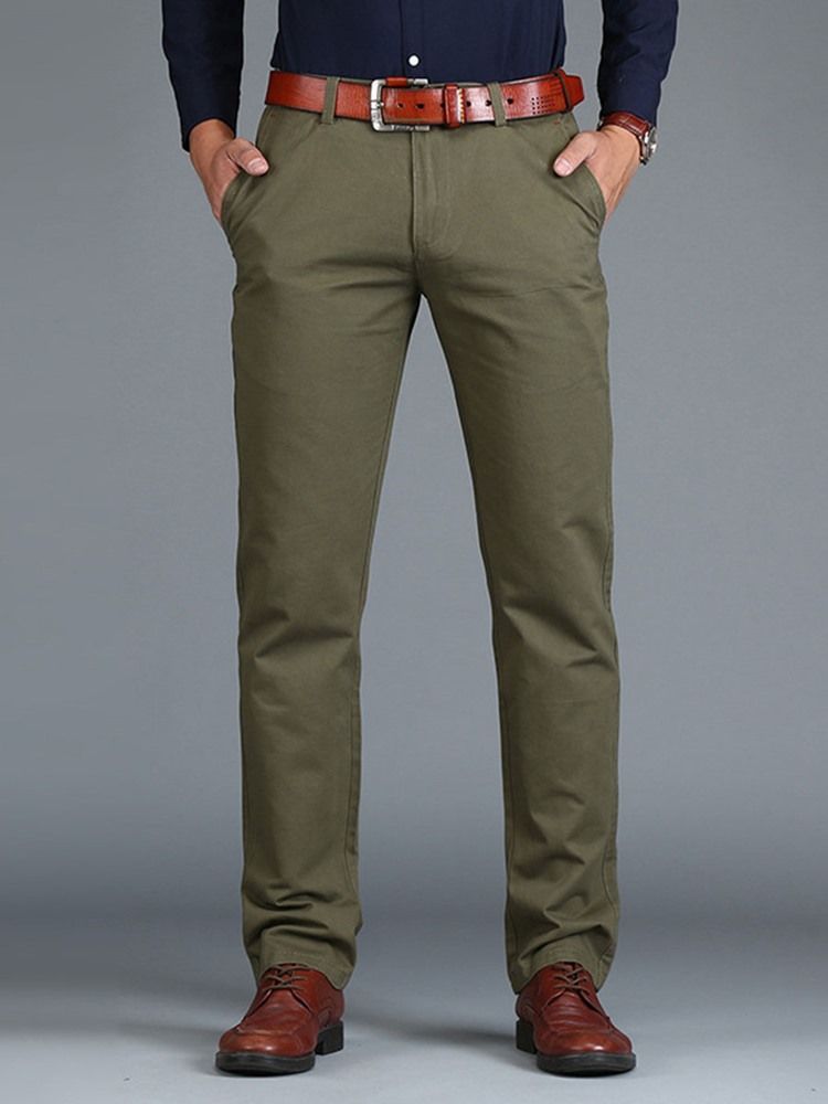 Plain Straight Loose Casual Chinos Bukser Til Mænd