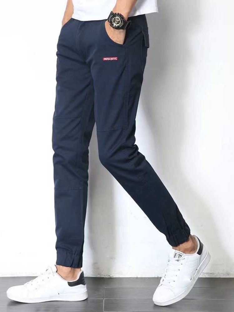 Pocket Pencil Mid Waist Style Japanese Men's Casual Bukser