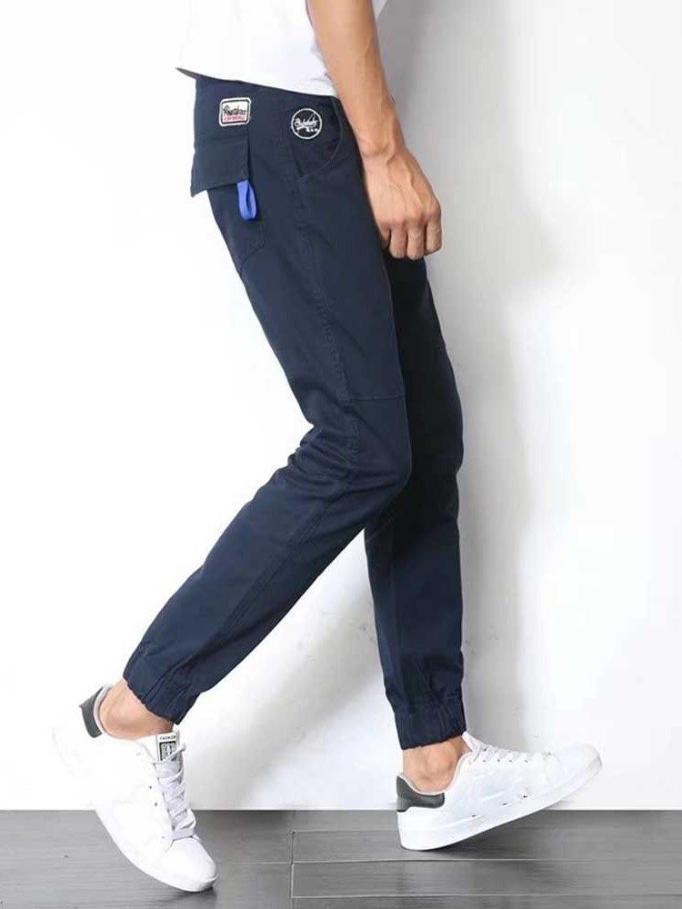 Pocket Pencil Mid Waist Style Japanese Men's Casual Bukser