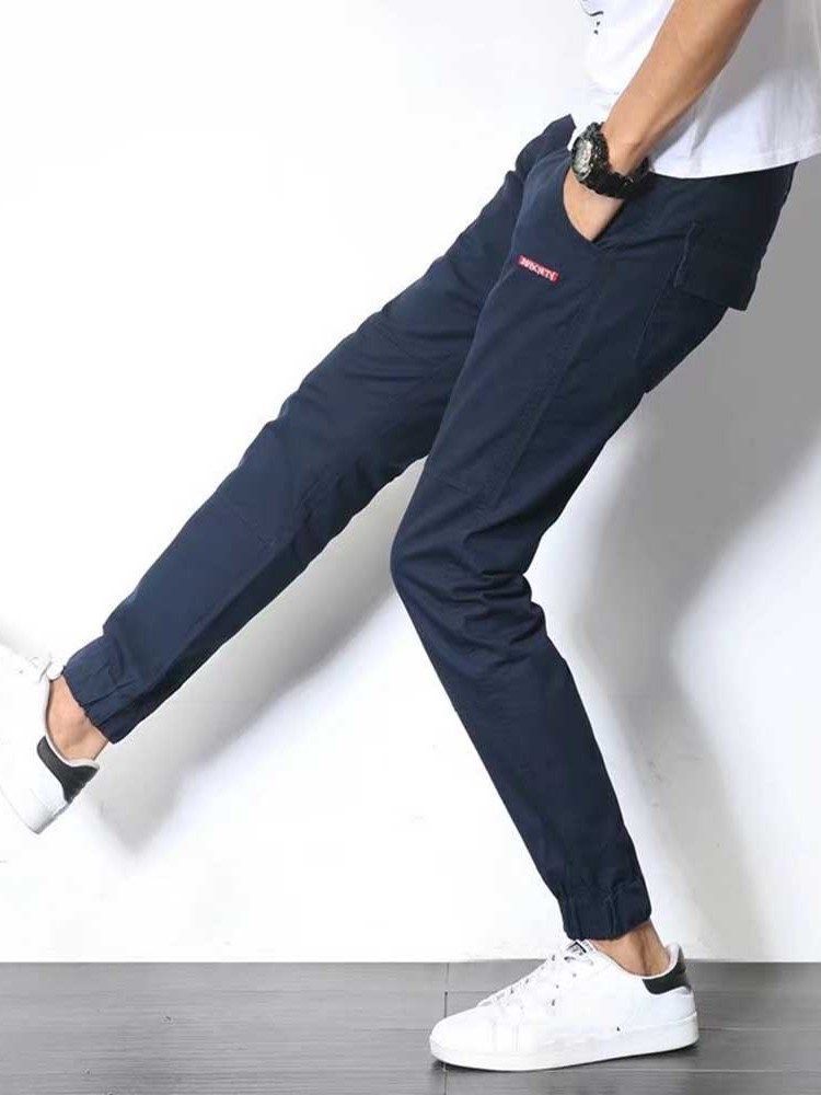 Pocket Pencil Mid Waist Style Japanese Men's Casual Bukser