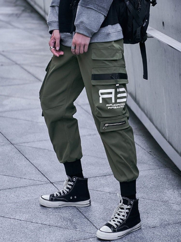 Pocket Pencil Pants Mid Waist Hip Hop Casual Men's Pants