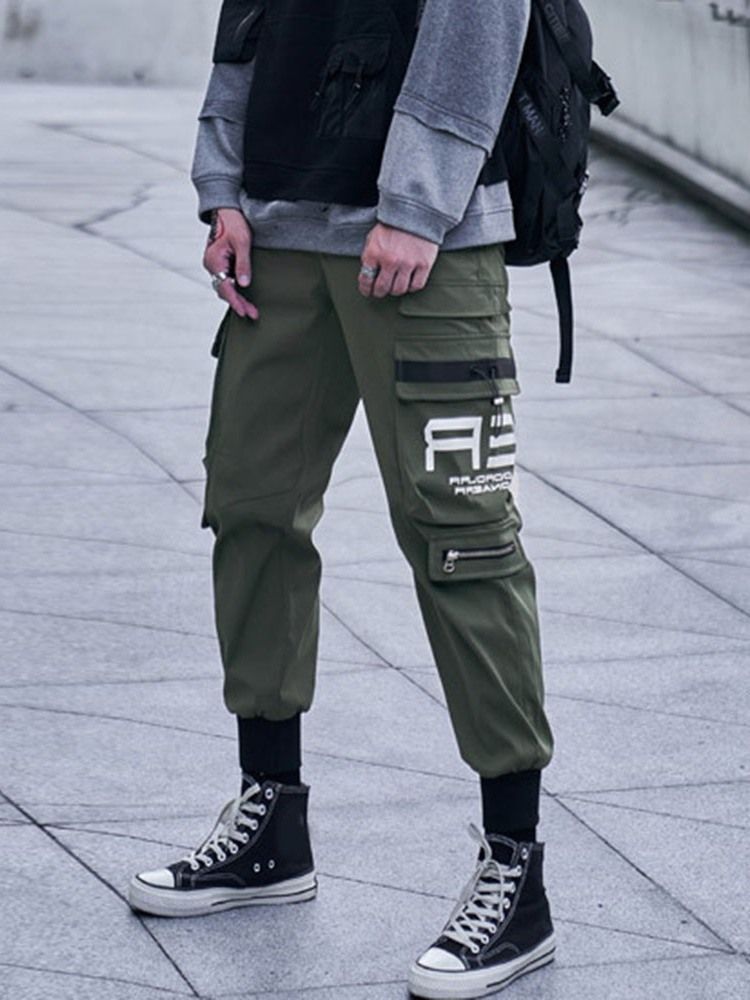 Pocket Pencil Pants Mid Waist Hip Hop Casual Men's Pants