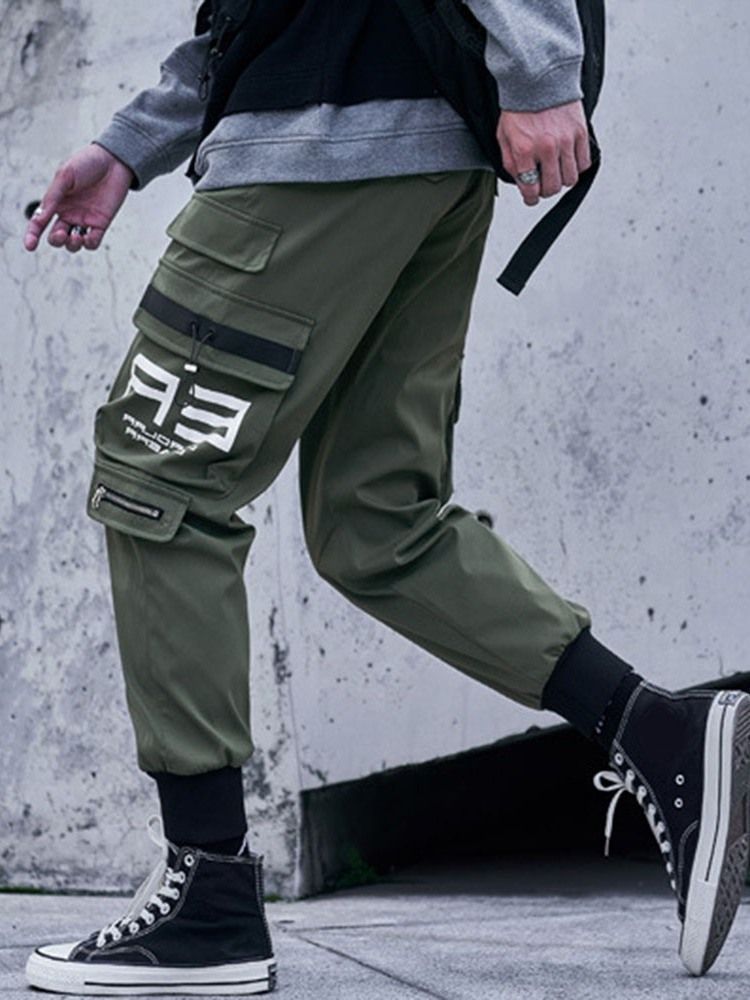 Pocket Pencil Pants Mid Waist Hip Hop Casual Men's Pants