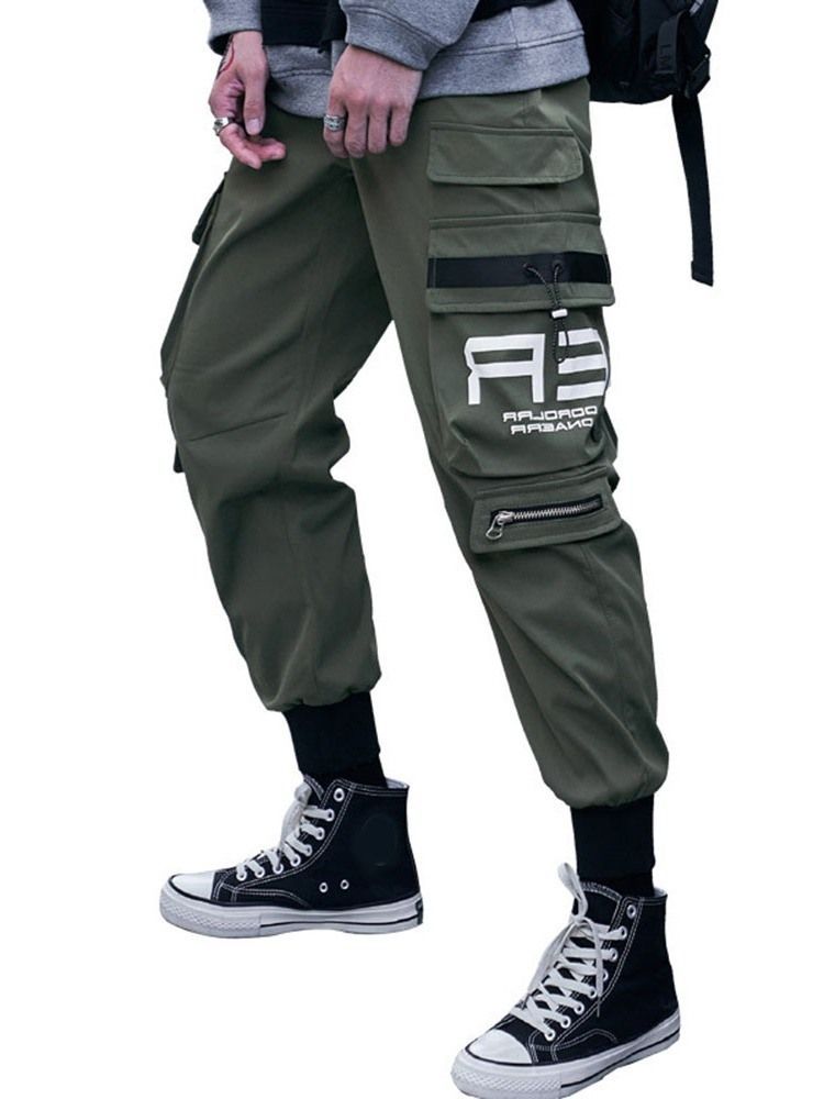 Pocket Pencil Pants Mid Waist Hip Hop Casual Men's Pants