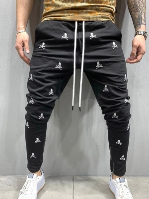 Print Skull Lace-up Herre Casual Bukser