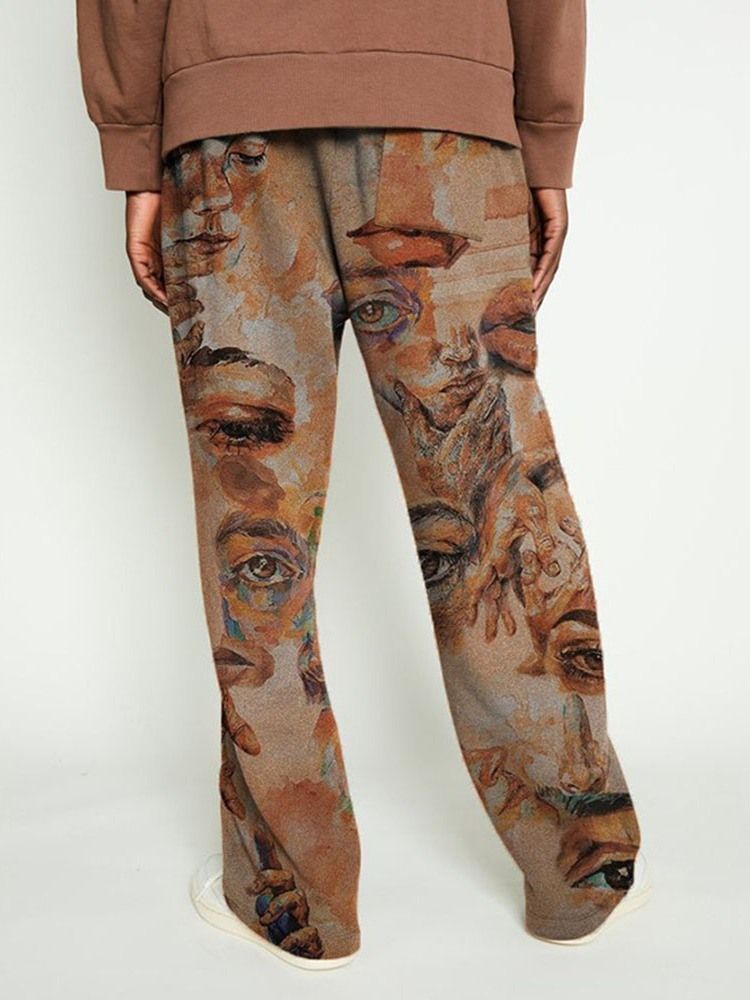 Print Straight Animal Mid Waist Casual Herrebukser