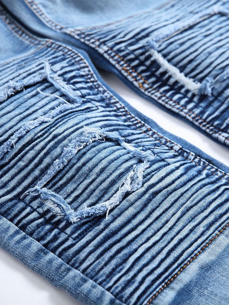 Slidte Slim Patchwork Mænds Denimbukser