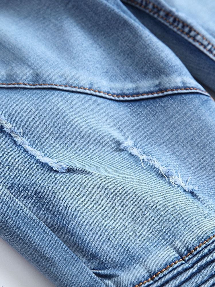 Slidte Slim Patchwork Mænds Denimbukser