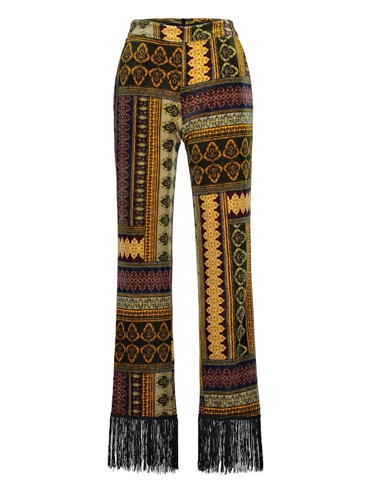 Slim Geometric Print Women's Bellbottoms