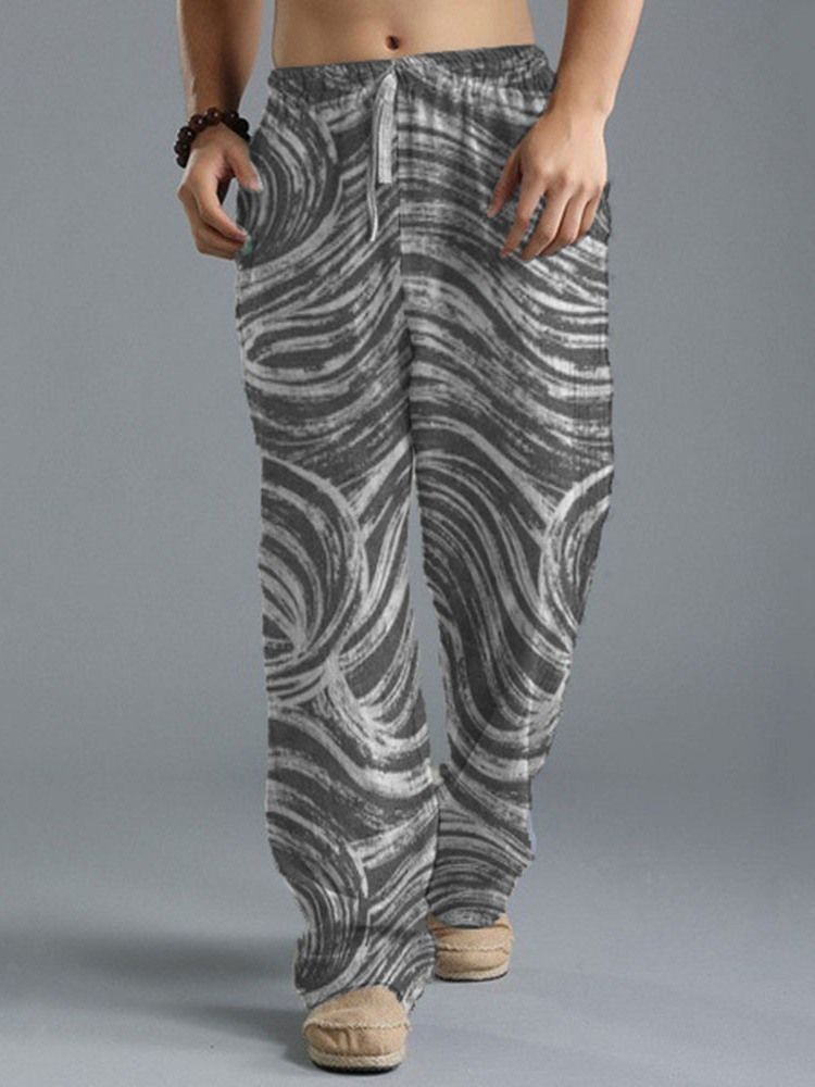 Straight Zebra Stripe Print European Men's Casual Pants