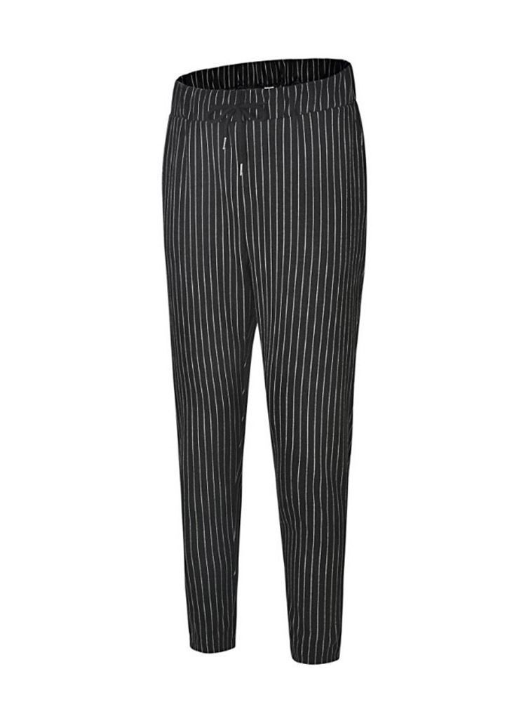 Stripe Pencil Lace-up Herre Casual Bukser