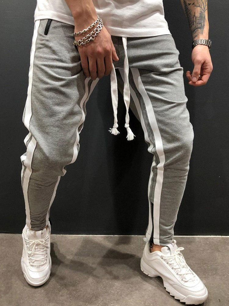 Stripe Pencil Pants Lace-up European Lace-up Casual Men's Pants