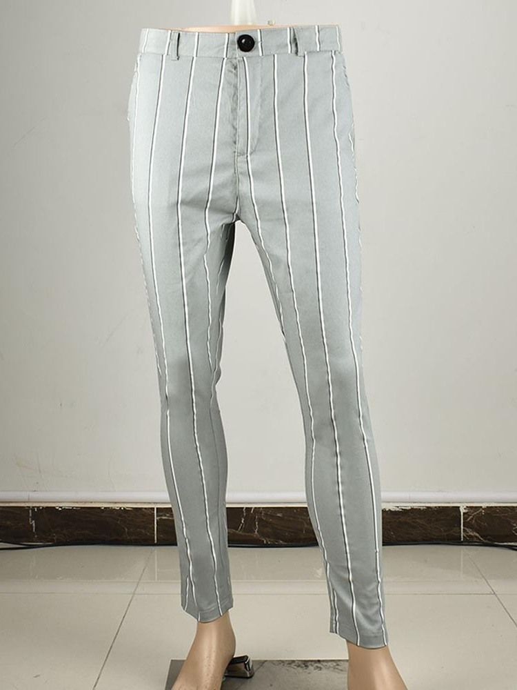 Stripe Pencil Pants Lynlås Herre Casual Bukser