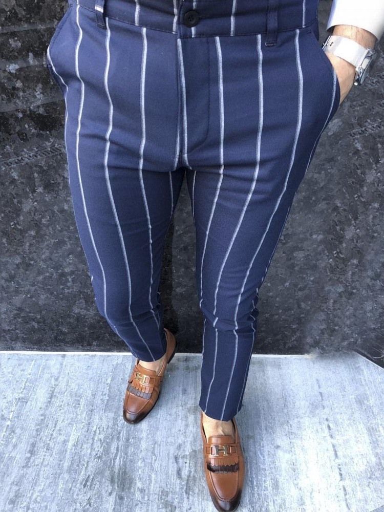 Stripe Pencil Pants Lynlås Herre Casual Bukser