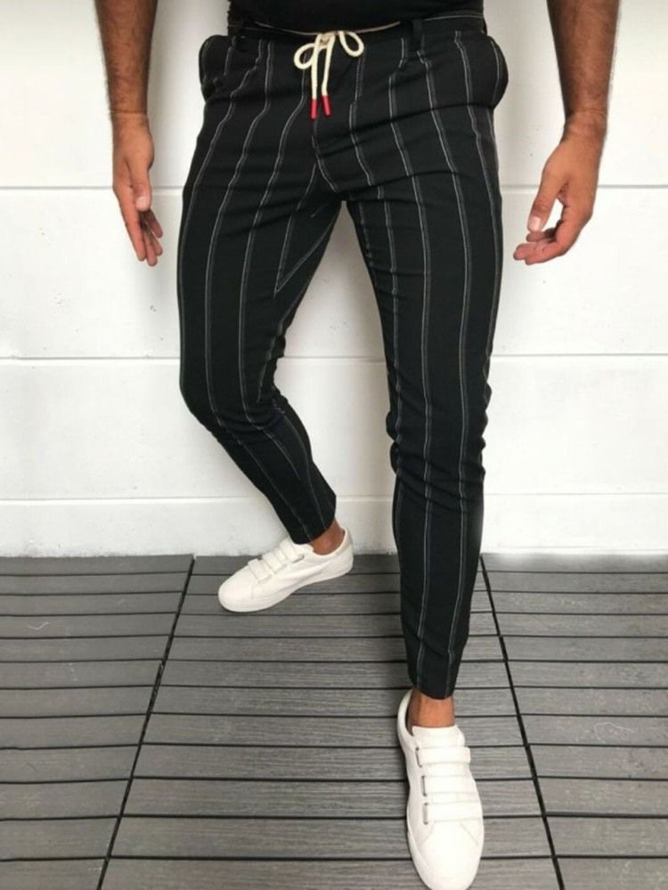 Stripe Pocket European Casual Bukser Til Mænd