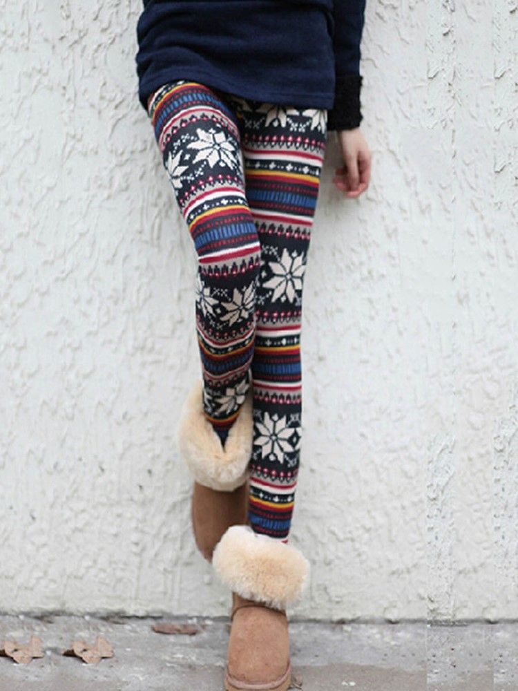 Tykt Print Vinter Dame Leggings Bukser