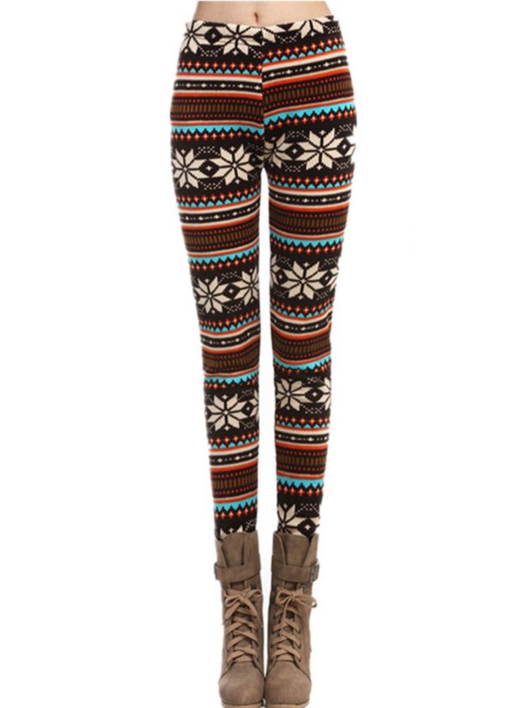 Tykt Print Vinter Dame Leggings Bukser