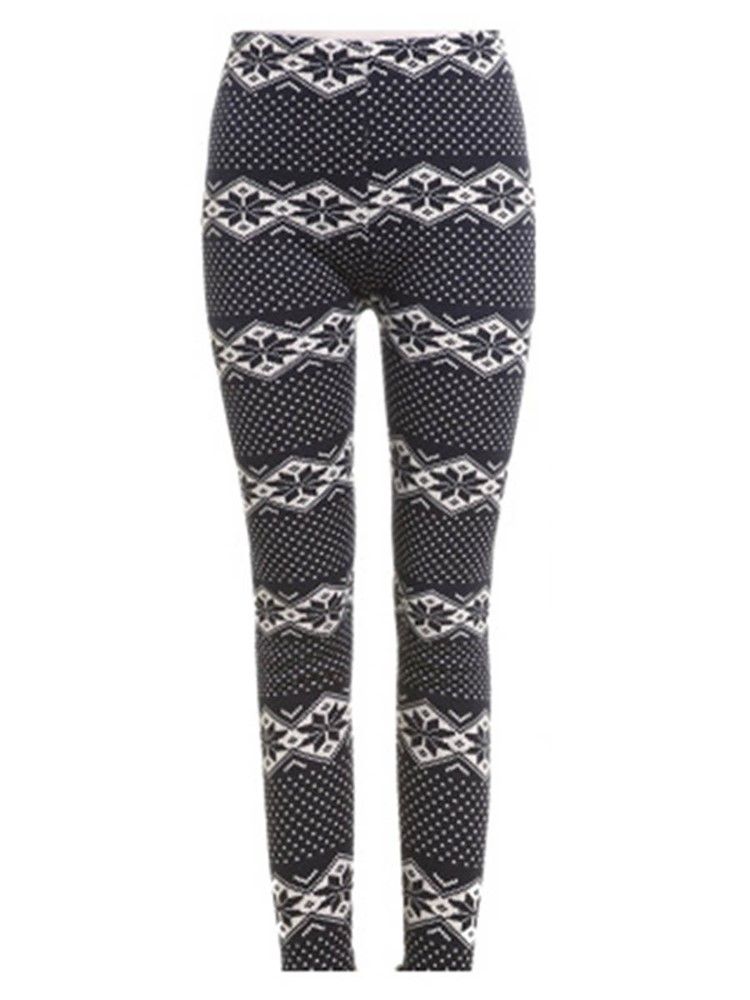 Tykt Print Vinter Dame Leggings Bukser