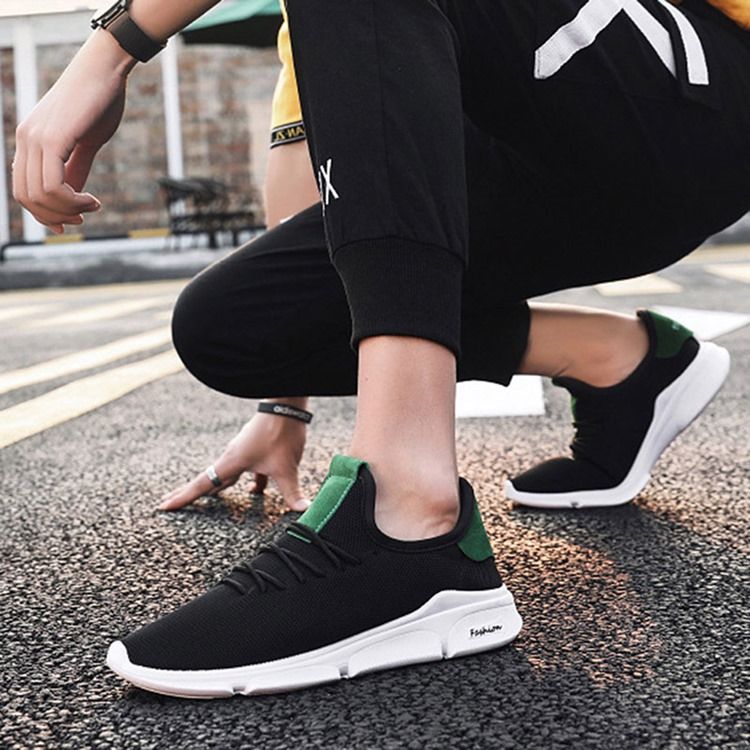 Color Block Lace-up Mesh Sneakers Til Mænd