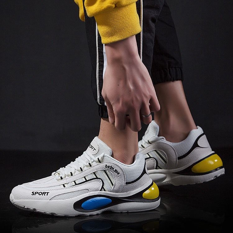 Color Block Lace-up Mesh-sneakers Til Mænd