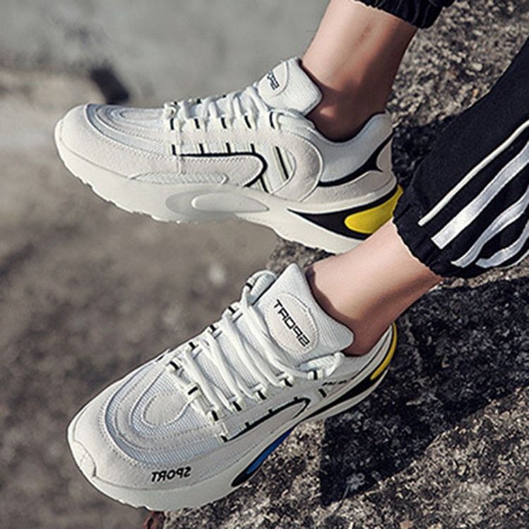 Color Block Lace-up Mesh-sneakers Til Mænd