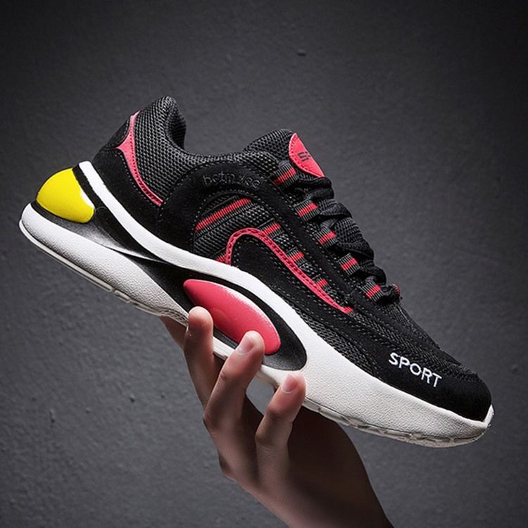 Color Block Lace-up Mesh-sneakers Til Mænd