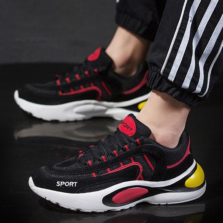 Color Block Lace-up Mesh-sneakers Til Mænd