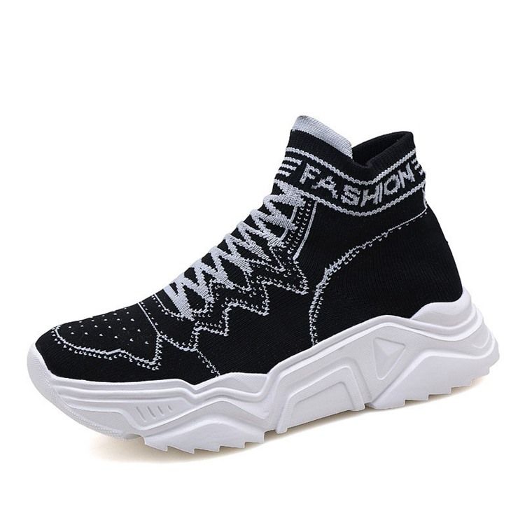 High Top Elastic Band Sports Round Toe Herresneakers