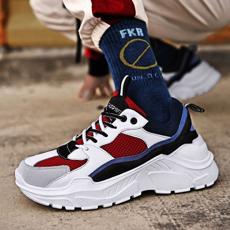 Mesh Color Block Round Toe Herresneakers