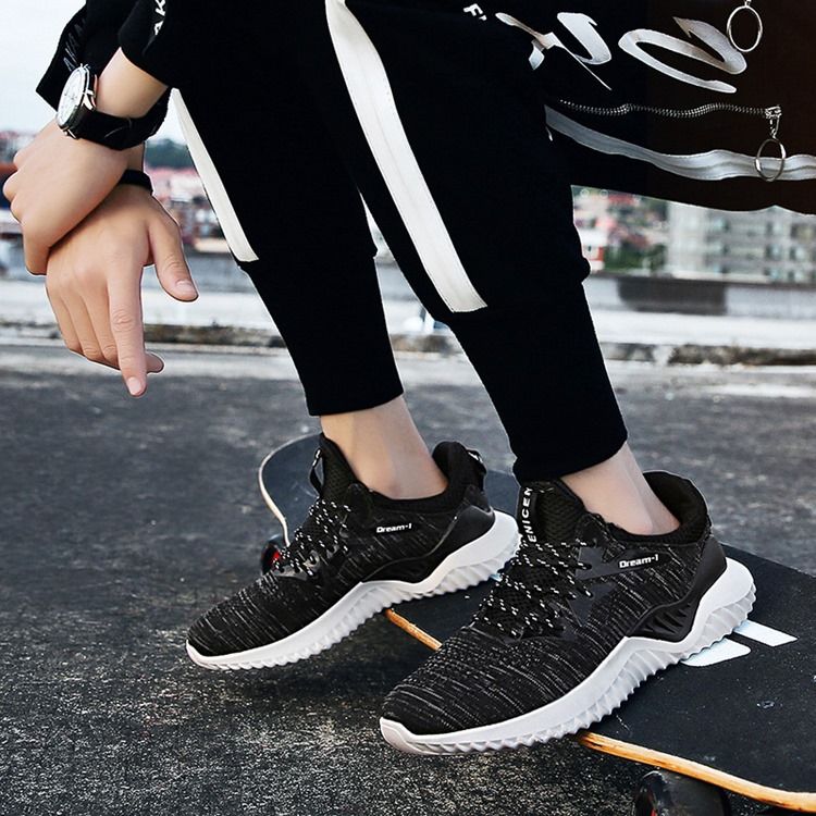 Mesh Lace-up Round Toe Casual Herresneakers