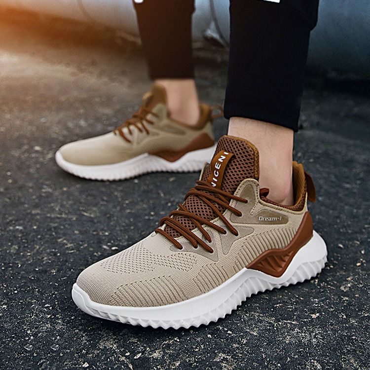 Mesh Lace-up Round Toe Casual Herresneakers