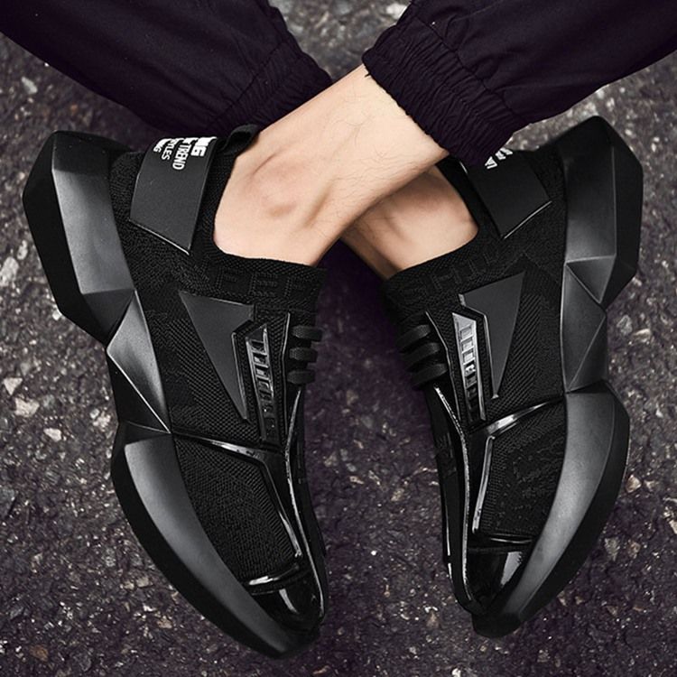 Round Toe Low-cut Upper Snørebånd Til Mænds Mesh Sneakers