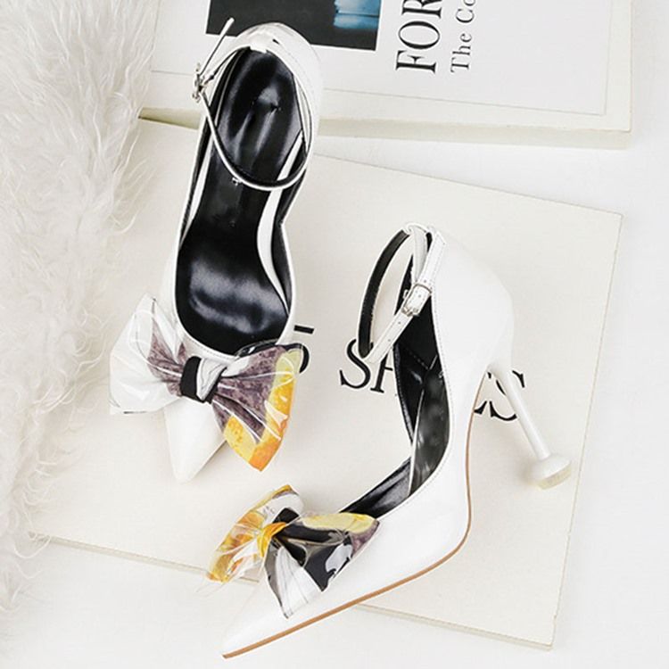 Bowknot Stiletto Heel Pointed Toe Color Block Dame Pumps