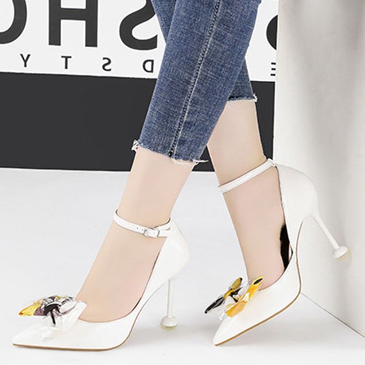 Bowknot Stiletto Heel Pointed Toe Color Block Dame Pumps