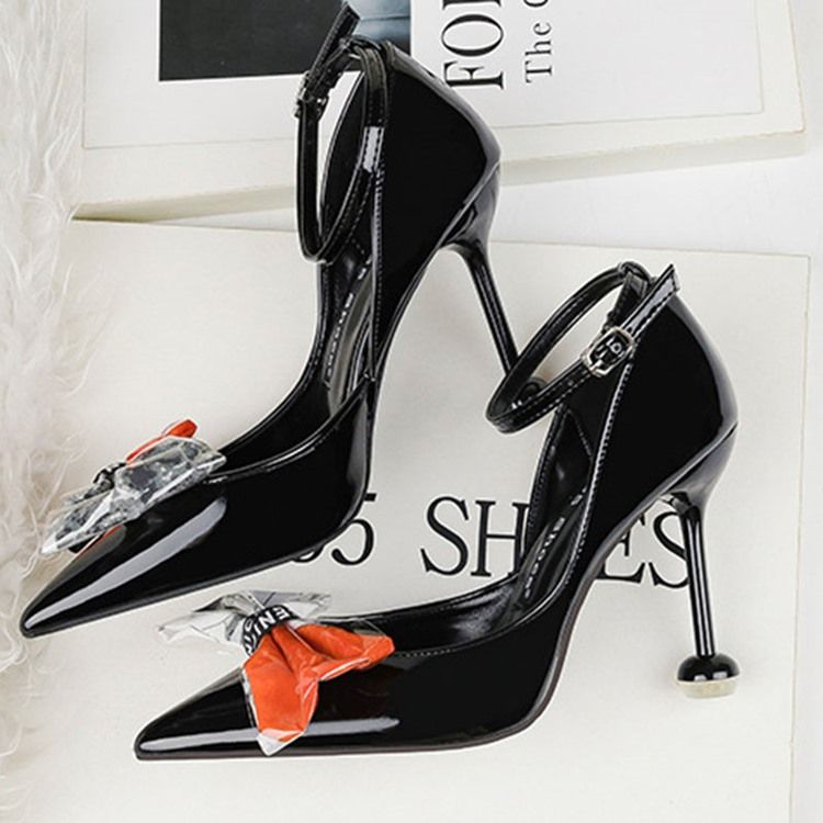 Bowknot Stiletto Heel Pointed Toe Color Block Dame Pumps