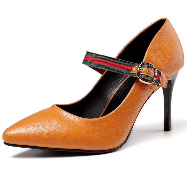 Color Block Stiletto Heel Buckle Pumps Til Kvinder