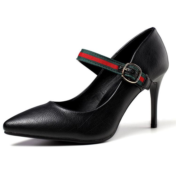 Color Block Stiletto Heel Buckle Pumps Til Kvinder