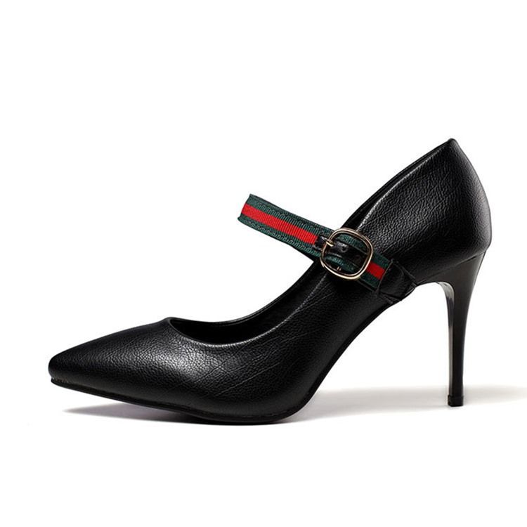 Color Block Stiletto Heel Buckle Pumps Til Kvinder