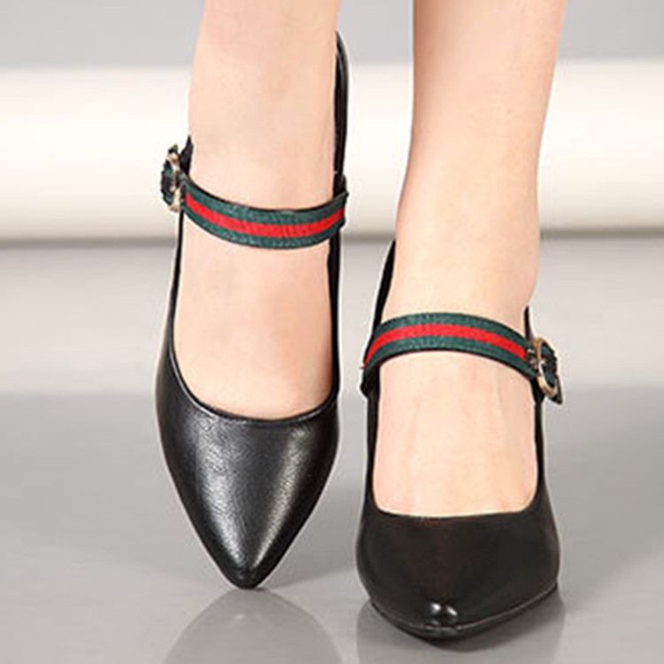 Color Block Stiletto Heel Buckle Pumps Til Kvinder