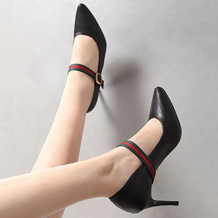 Color Block Stiletto Heel Buckle Pumps Til Kvinder