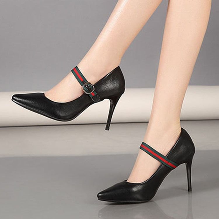 Color Block Stiletto Heel Buckle Pumps Til Kvinder