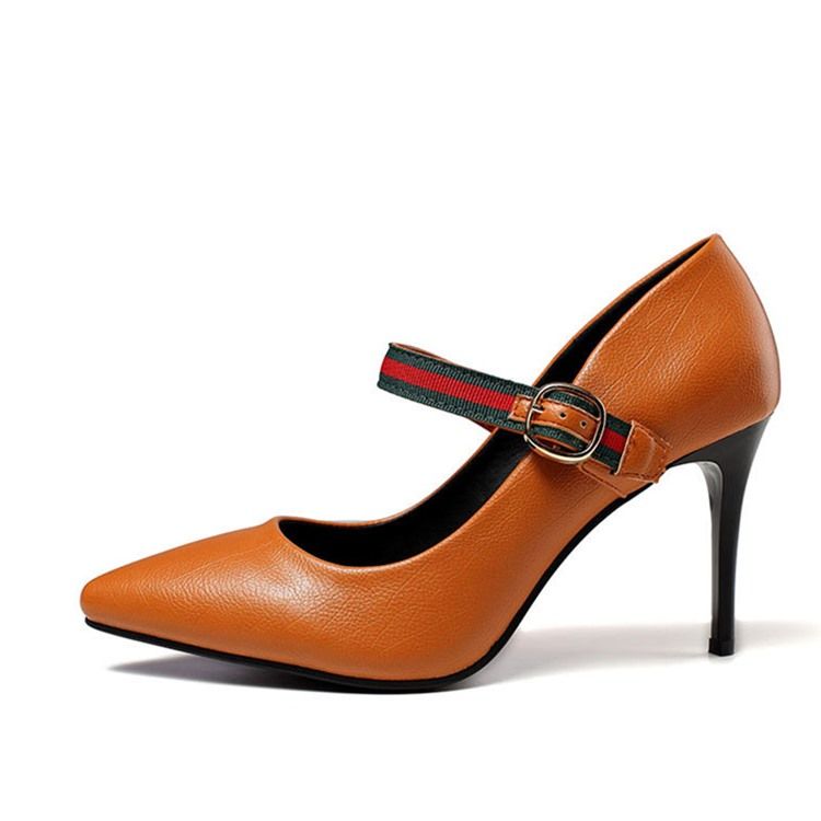 Color Block Stiletto Heel Buckle Pumps Til Kvinder