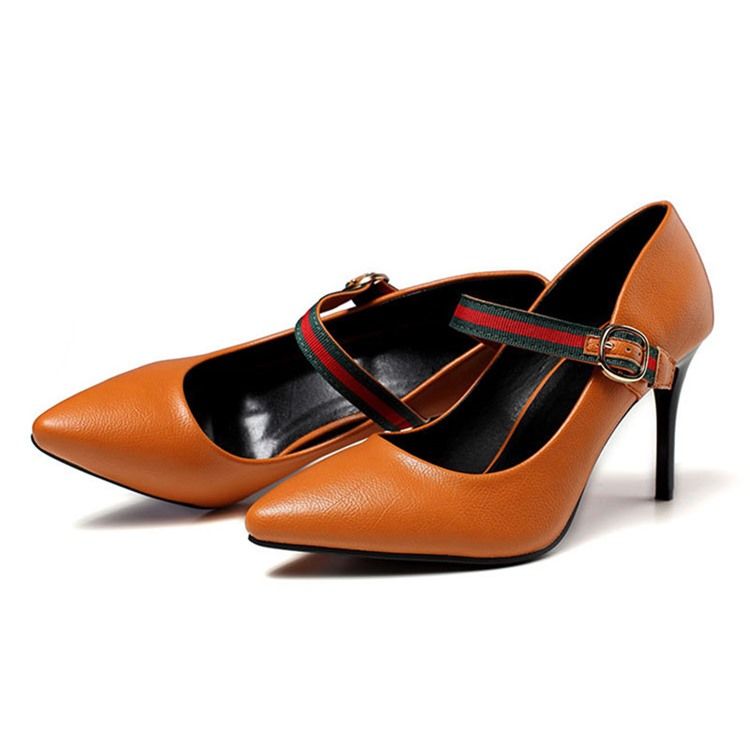 Color Block Stiletto Heel Buckle Pumps Til Kvinder