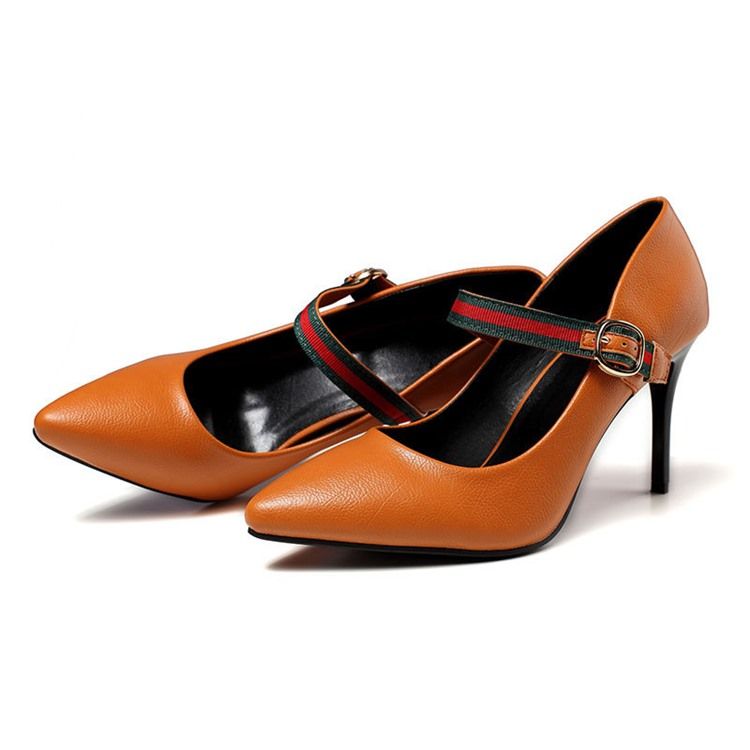 Color Block Stiletto Heel Buckle Pumps Til Kvinder