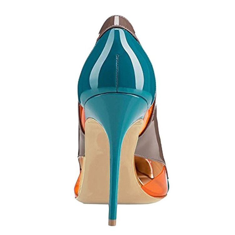 Color Block Stiletto Heel Kigge Tå Kvinders Pumps