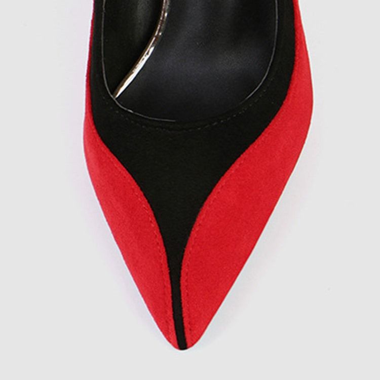 Faux Suede Color Block Slip-on Pointed Toe Stiletto Heel Pumps Til Kvinder